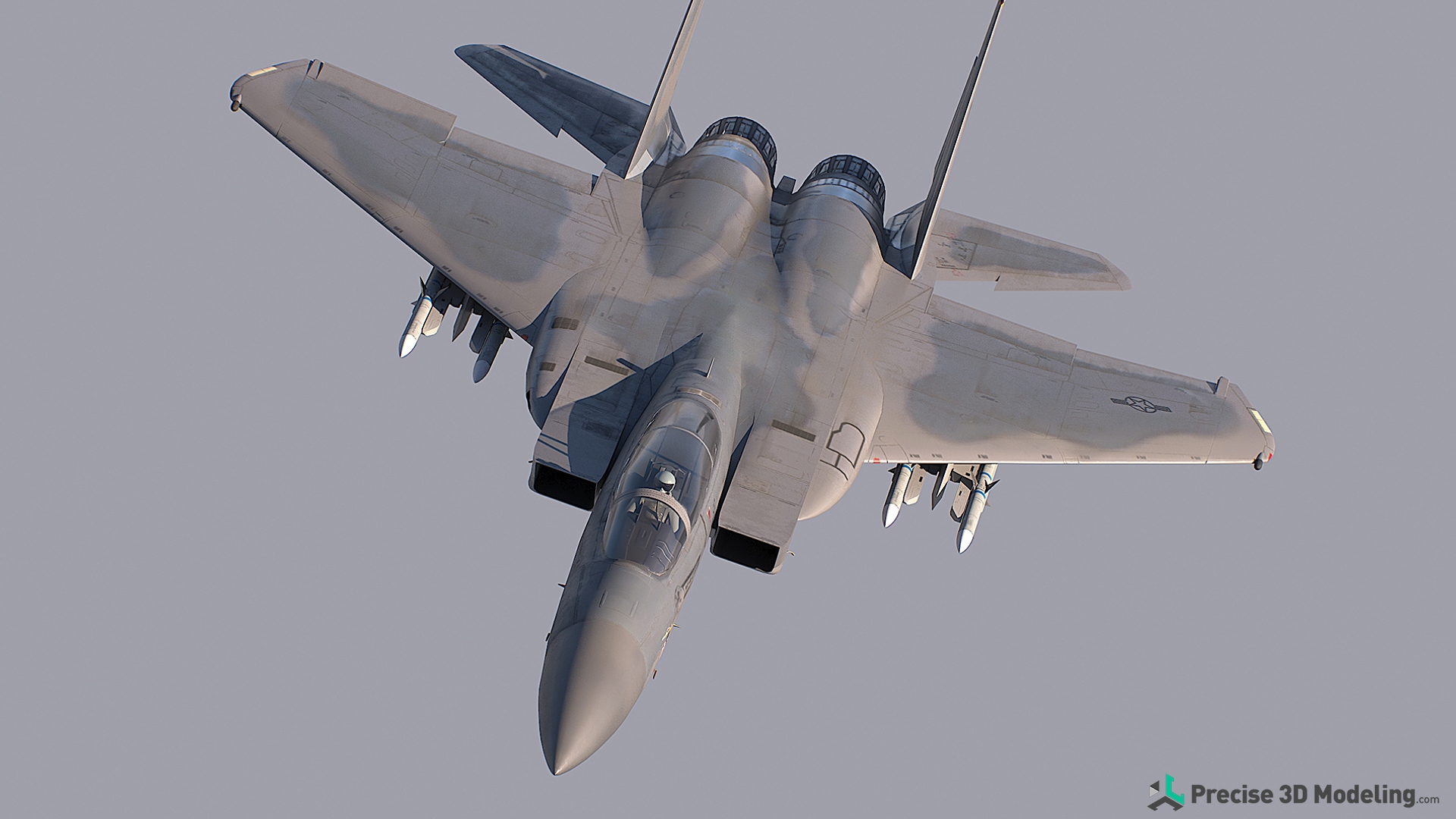 McDonnell Douglas F-15 Eagle 3D model render - front top view