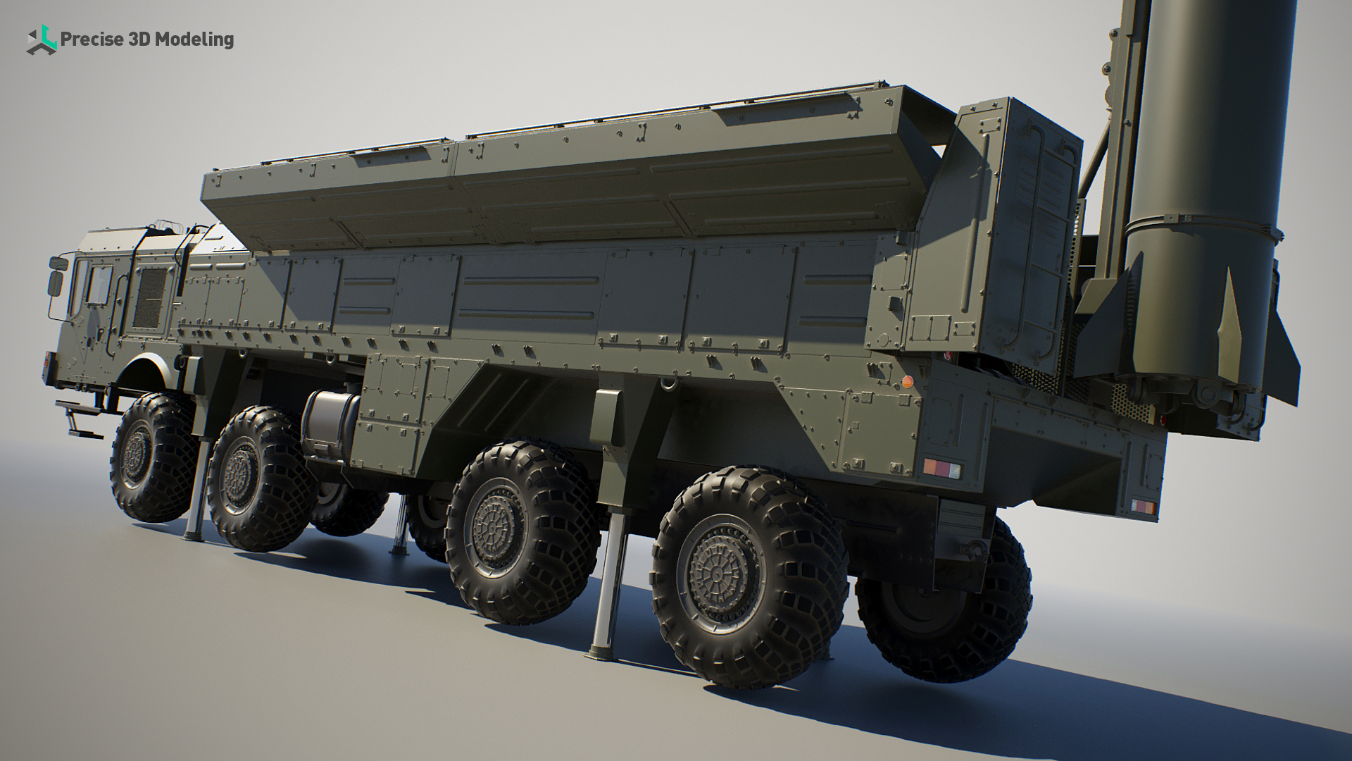 Iskander SS-26 Stone ballistic missile system render